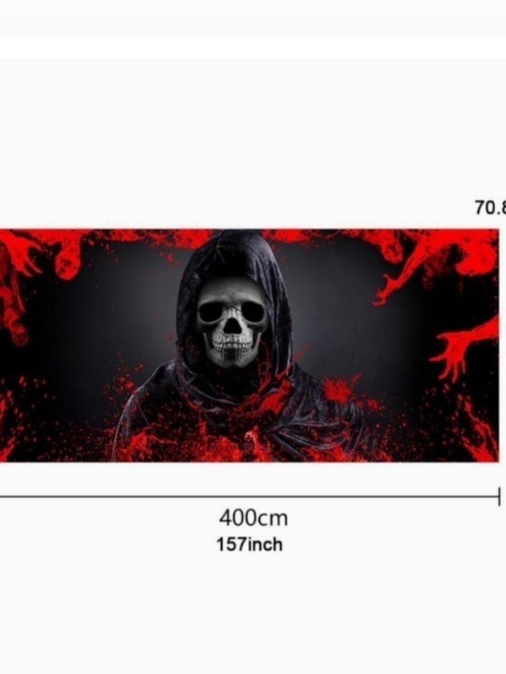 New Halloween Oversized Red & Black Dark Skull Reaper Tapestry 157" X 70"